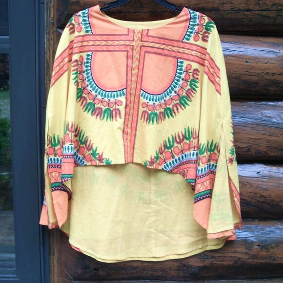 Halloween Tribal 2 Piece Set Sleeveless Maxi Dress & Crop Top Hi Lo Cape S - Picture 3 of 7